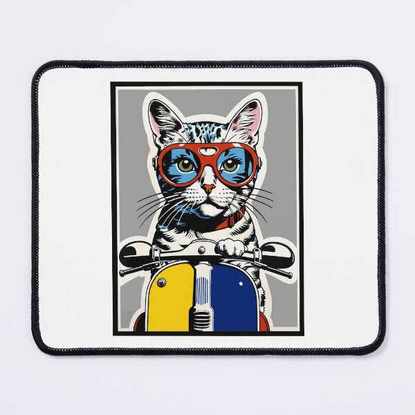 Item preview, Scooter Cat Vintage Style Print Pop Art designed and sold by retrographics.