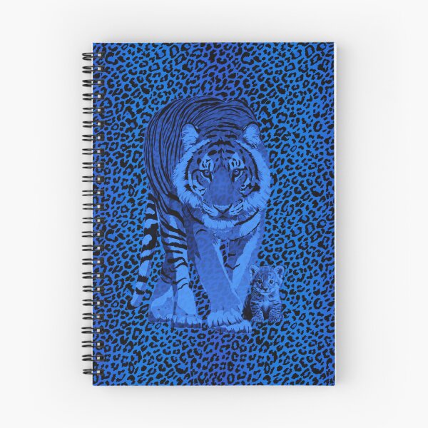 Item preview, Tiger mum with a blue animal print background designed and sold by SueKnox.