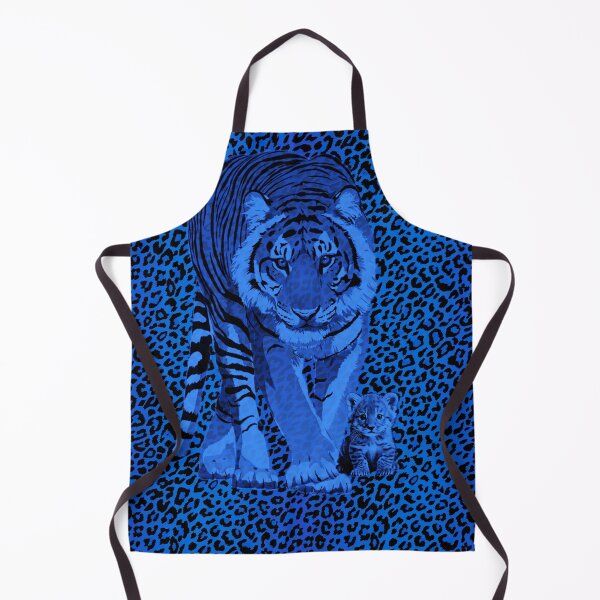 Item preview, Tiger mum with a blue animal print background designed and sold by SueKnox.