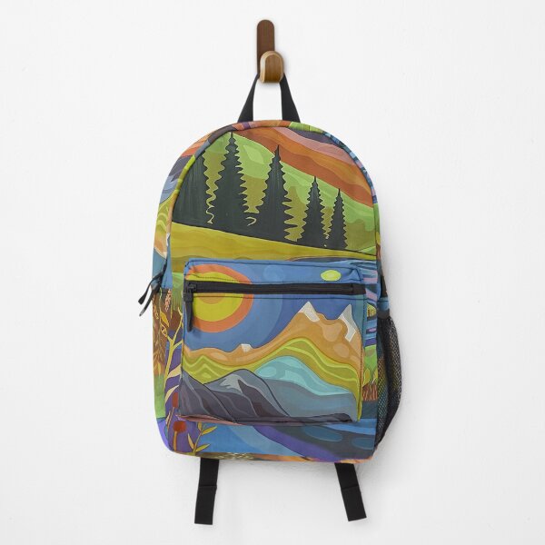 Item preview, Arte colorido y estilizado del paisaje de ríos y ciervos de la cordillera designed and sold by Inktown.