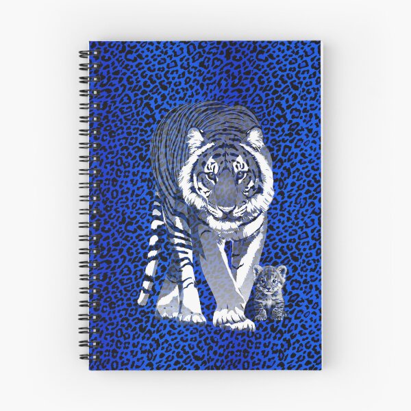 Item preview, Tiger mum with a blue animal print background_2 designed and sold by SueKnox.