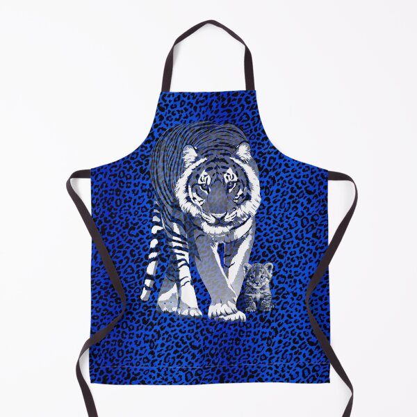 Item preview, Tiger mum with a blue animal print background_2 designed and sold by SueKnox.