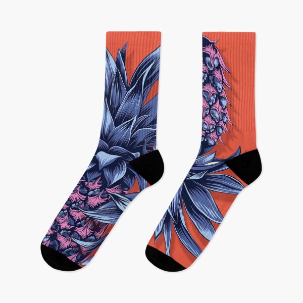 Item preview, Blue pineapples on orange background designed and sold by Plagesseart.