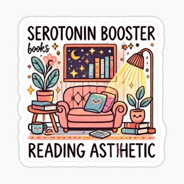 Artikel-Vorschau von Serotonin-Booster-Buch, das asthetische Aufkleber liest, designt und verkauft von Skaaawith.