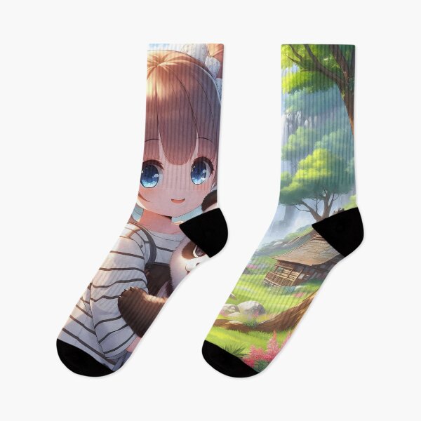 Item preview, Little girl with baby panda in her arms, anime/manga art designed and sold by Salimgor Hangaround Music.