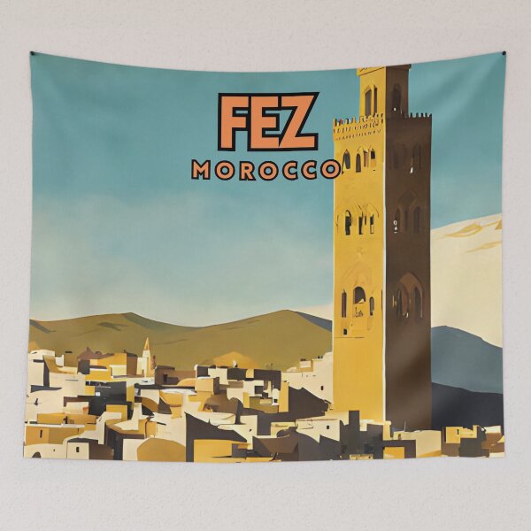 Item preview, Fez Morocco Retro Travel Art Poster designed and sold by ZionPosteria.