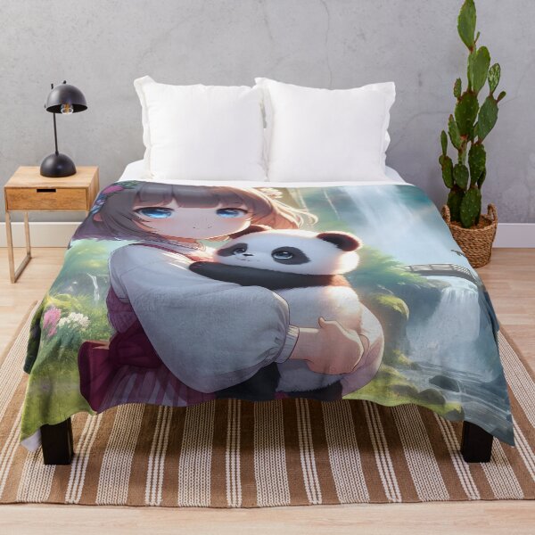 Item preview, Little girl with baby panda in her arms 2, Anime/Manga Art designed and sold by Salimgor Hangaround Music.