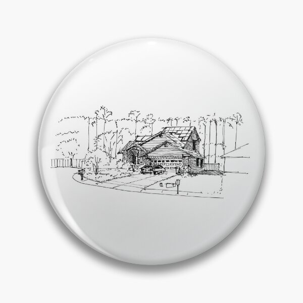 Item preview, House hand drawing architecture black and white monochrome architectural drawing designed and sold by junyangcaidraw.