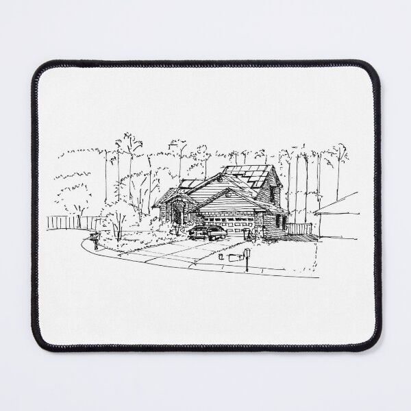 Item preview, House hand drawing architecture black and white monochrome architectural drawing designed and sold by junyangcaidraw.