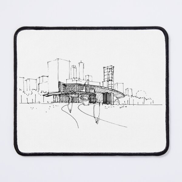 Item preview, Contemporary architecture hand drawing architecture black and white monochrome architectural drawing designed and sold by junyangcaidraw.