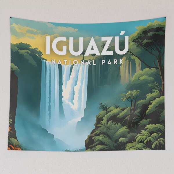 Item preview, Iguazu Falls Vintage Travel Art Poster designed and sold by ZionPosteria.