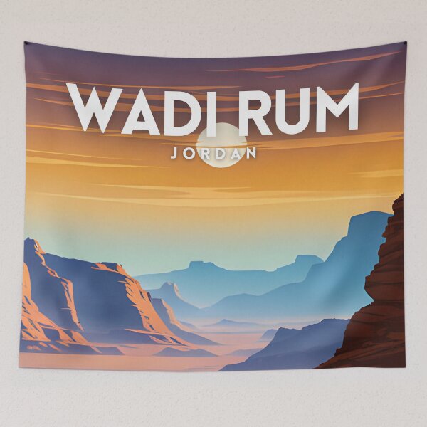 Item preview, Wadi Rum Jordan Retro Travel designed and sold by ZionPosteria.