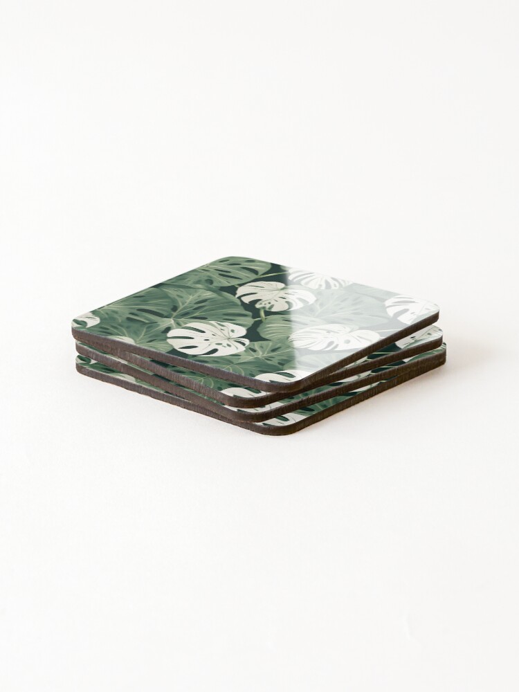 Thumbnail 4 of 5, Coasters (Set of 4), Monstera Albo Pattern designed and sold by patterncrow.