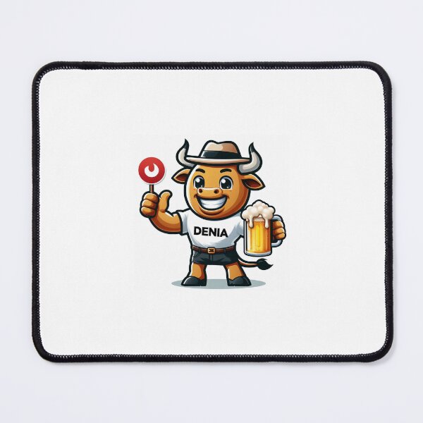 Item preview, DENIA BULL WITH BEER HAT designed and sold by LadOlive.