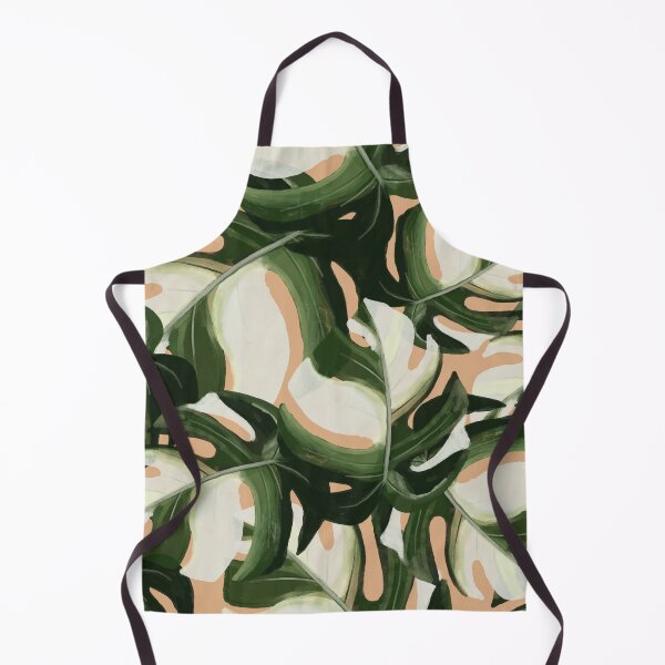 Item preview, Monstera Albo Leaves Pattern with lpastel peach background designed and sold by patterncrow.
