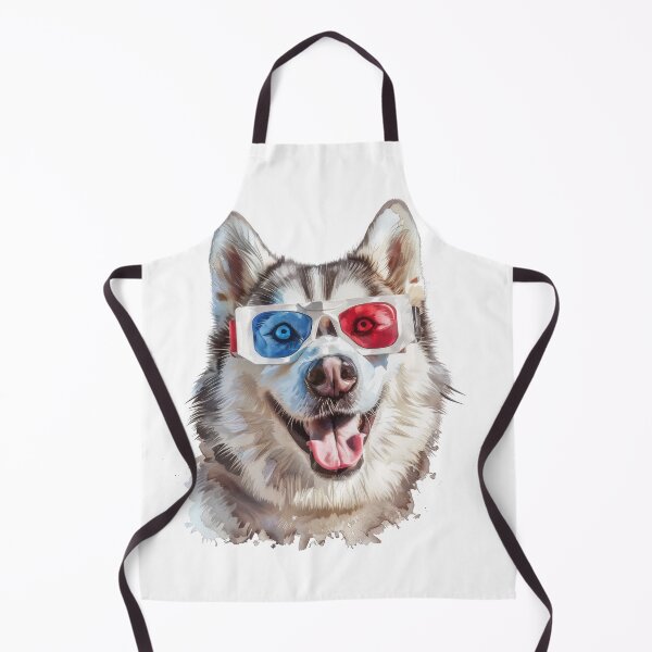 Item preview, Smiling Husky Dog Wearing Old School 3-D Glasses In Watercolour Effect designed and sold by Wormy-23.