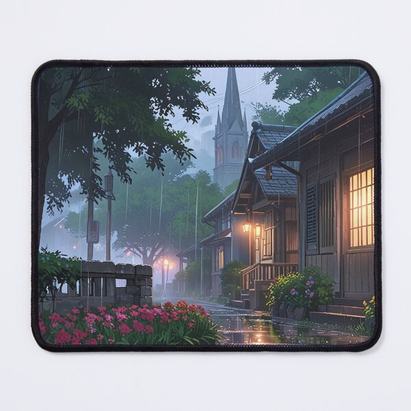 Item preview, A serene rainy day in a quaint village designed and sold by swodsman1222.