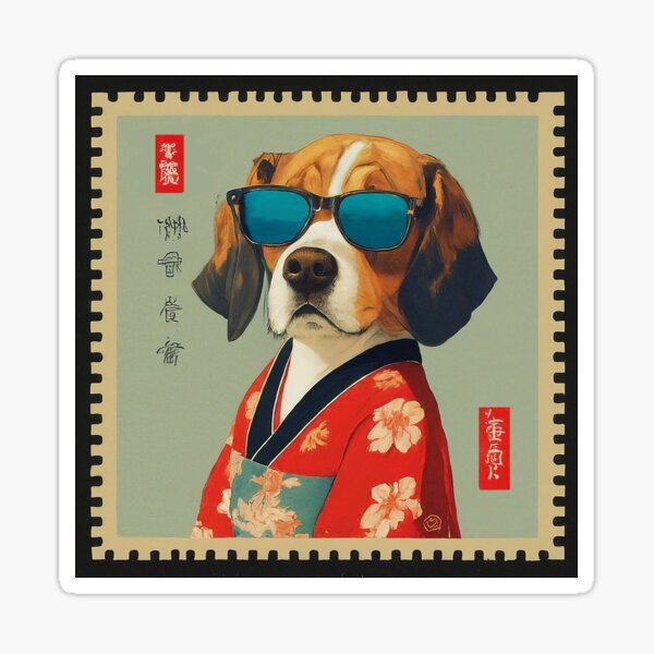 Vista previa del artículo con la obra «Beagle estilo Ukiyo-e», diseñado y vendido por KUsagi888.