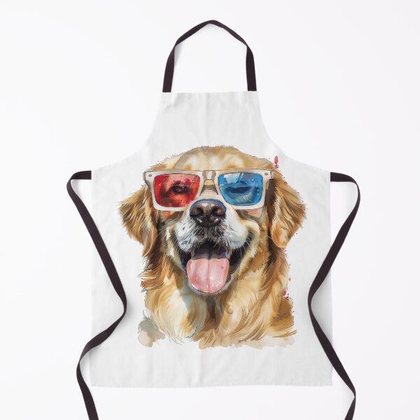 Item preview, Feliz Golden Retriever con gafas 3D de la vieja escuela en efecto acuarela designed and sold by Wormy-23.