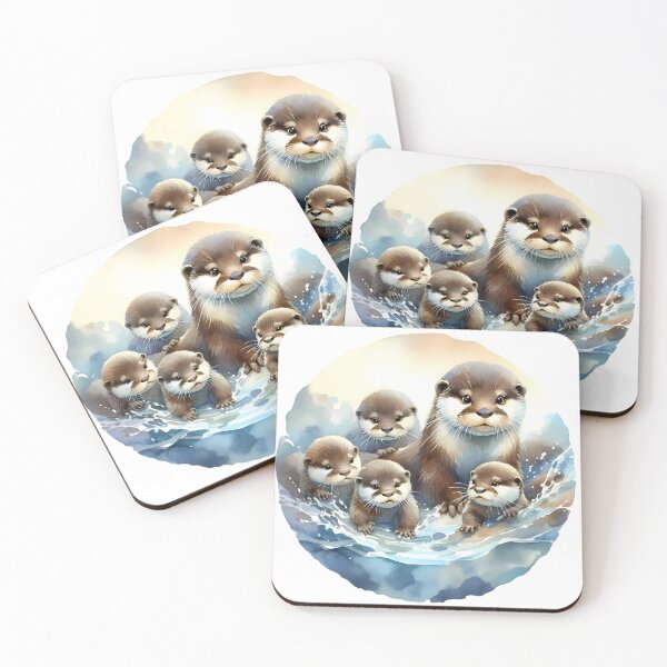 Item preview, Family of otters playing designed and sold by RubisLeaf.