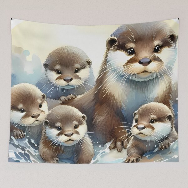 Item preview, Family of otters playing designed and sold by RubisLeaf.
