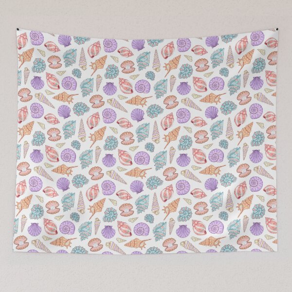 Item preview, Seamless Colorful Pastel Seashell Pattern on White Background designed and sold by Alex Jade.
