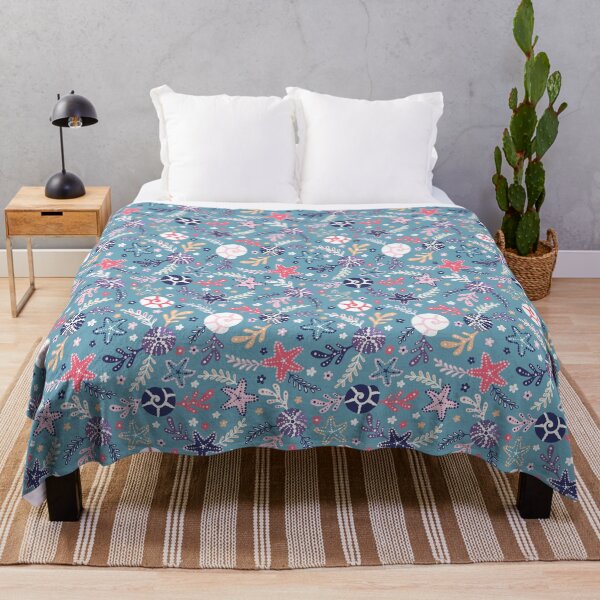 Item preview, Seamless Colorful Seashell, Starfish and Coral Pattern on Blue Background designed and sold by Alex Jade.