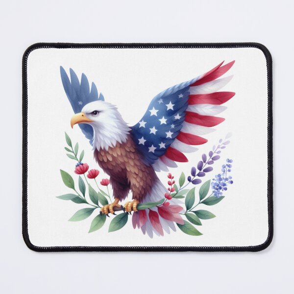 Item preview, 4th July watercolor eagle with american flag gift designed and sold by BlushRoses7.