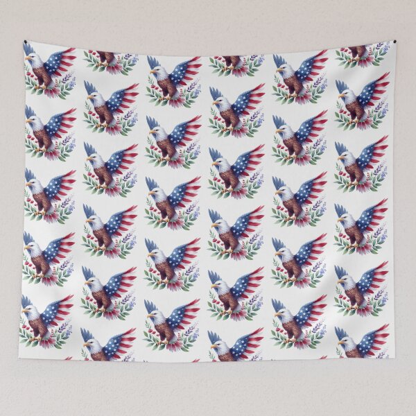 Item preview, 4th July watercolor eagle with american flag gift designed and sold by BlushRoses7.