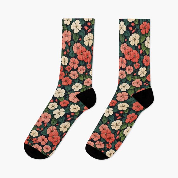Item preview, Impatiens Flower Background Retro Style Illustration designed and sold by taiche.