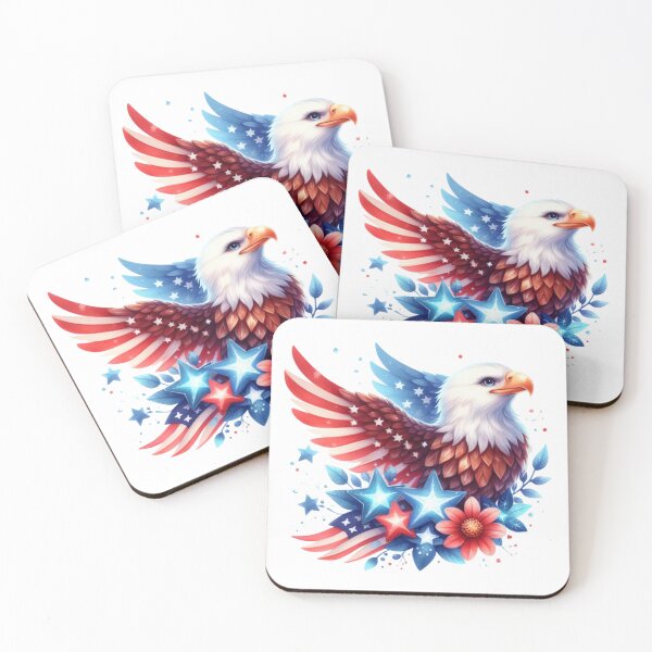 Item preview, 4th July american eagle with stars and flowers gift designed and sold by BlushRoses7.