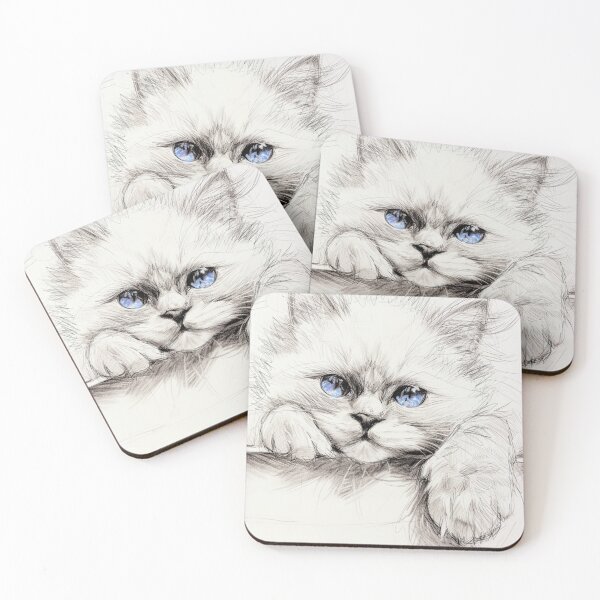 Item preview, Drawing, sketch of cute lying cat, front portrait of cat designed and sold by ateliersabourin.
