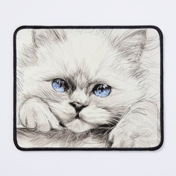 Item preview, Drawing, sketch of cute lying cat, front portrait of cat designed and sold by ateliersabourin.