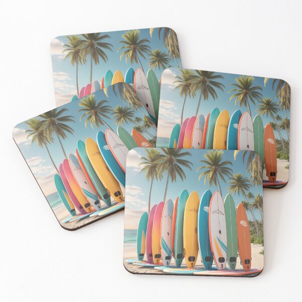 Item preview, Colorful paddle SUP boards on tropical summer beach coast designed and sold by icemanphotos.