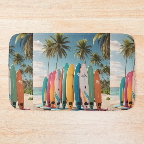 Item preview, Colorful paddle SUP boards on tropical summer beach coast designed and sold by icemanphotos.