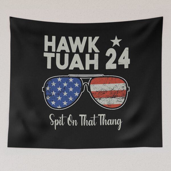 Item preview, Hawk Tuah 24 Spit On That Thang American Flag Adult Humor designed and sold by ZANNIX.