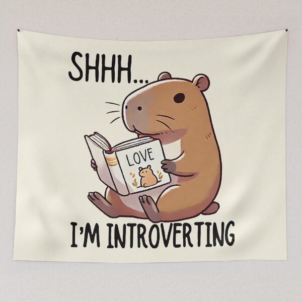 Item preview, Funny cute Capybara Reading - Shhh I'm Introverting - Introvert Humor. Gift for capybara lovers, book lovers and introverts designed and sold by Unitepeople.