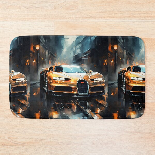 Item preview, Chiron Hypercar in Rainy City, High Performance Vehicle Canvas Art, Reflective Urban Scene designed and sold by RevUpDesign.
