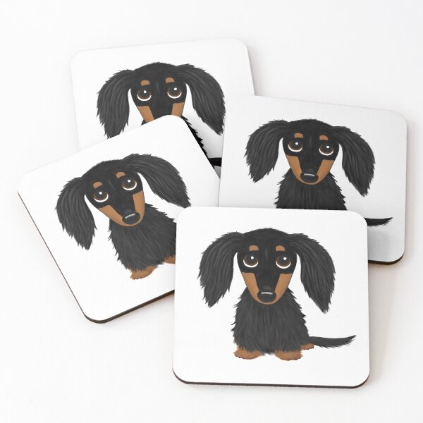 Item preview, Black and Tan Long Haired Dachshund designed and sold by Jenn Inashvili.