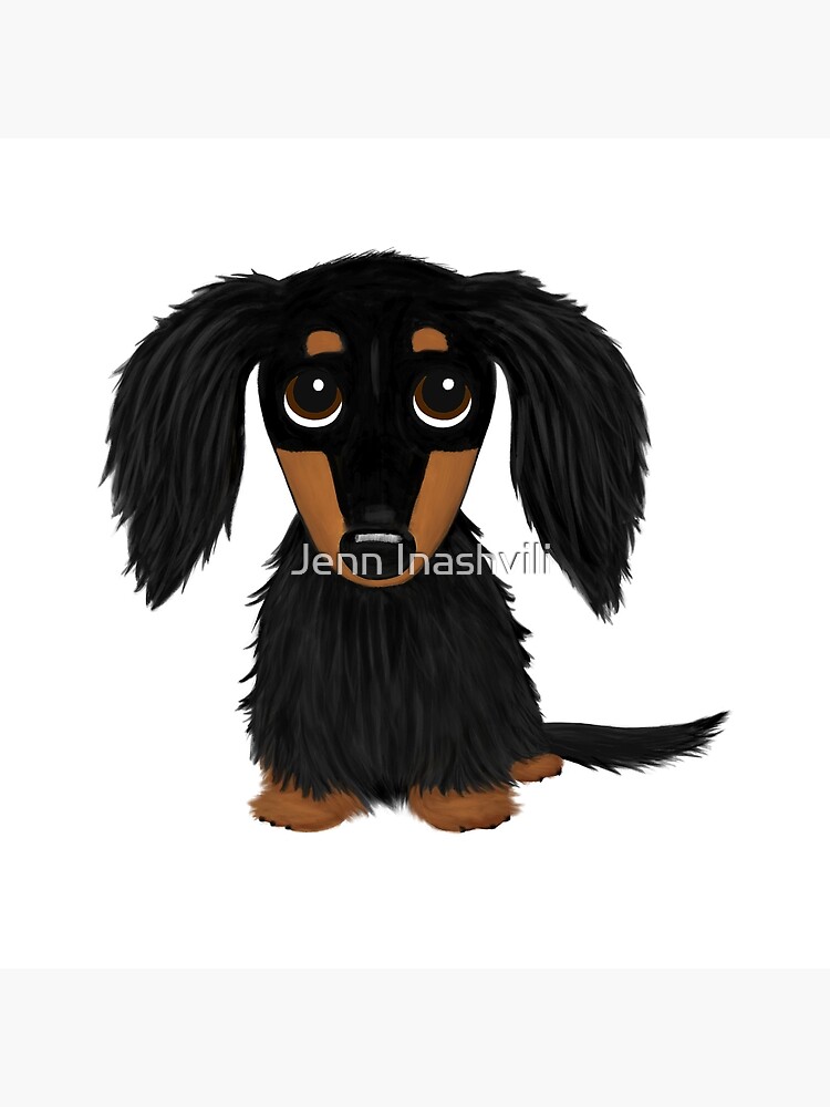 Black And Tan Long Haired Dachshund Art Board Print By