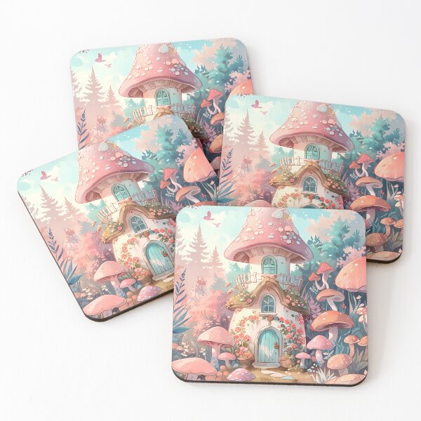 Item preview, Cute Pink Mushroom House /AI Art/ #46 designed and sold by AI-Floral-Art.