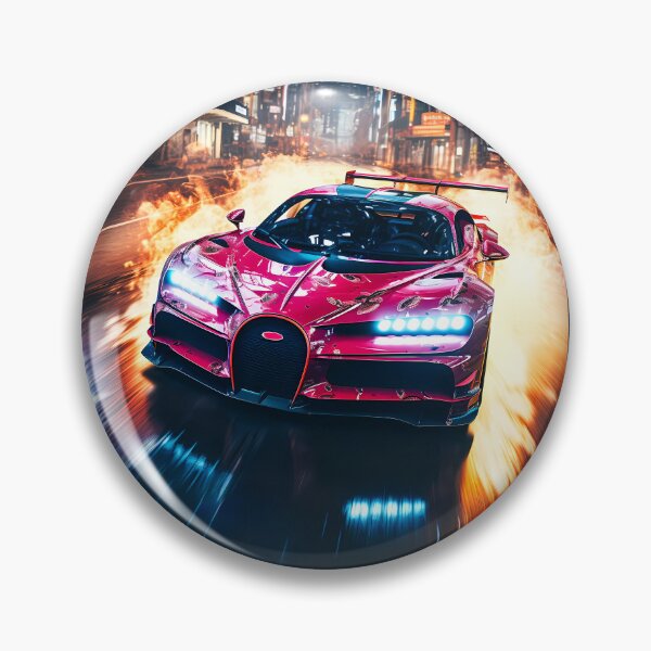 Item preview, Pink Bugatti Chiron Super Sport Hypercar in Rainy City With Burning Effect designed and sold by RevUpDesign.