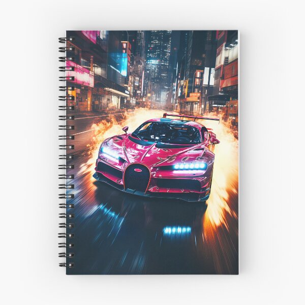 Item preview, Pink Bugatti Chiron Super Sport Hypercar in Rainy City With Burning Effect designed and sold by RevUpDesign.