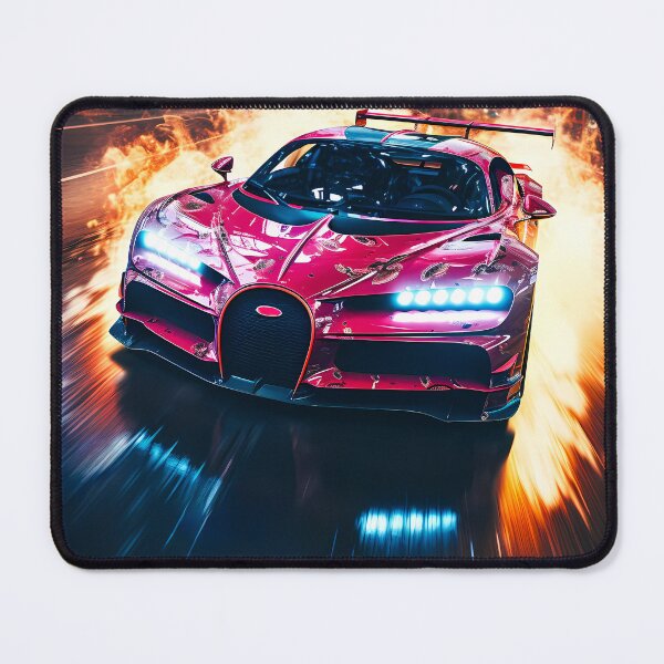 Item preview, Pink Bugatti Chiron Super Sport Hypercar in Rainy City With Burning Effect designed and sold by RevUpDesign.
