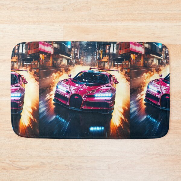 Item preview, Pink Bugatti Chiron Super Sport Hypercar in Rainy City With Burning Effect designed and sold by RevUpDesign.