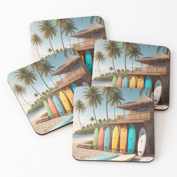 Item preview, Colorful paddle SUP boards on tropical summer beach coast designed and sold by icemanphotos.