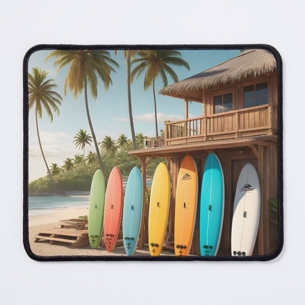 Item preview, Colorful paddle SUP boards on tropical summer beach coast designed and sold by icemanphotos.