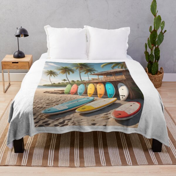 Item preview, Colorful paddle SUP boards on tropical summer beach coast designed and sold by icemanphotos.