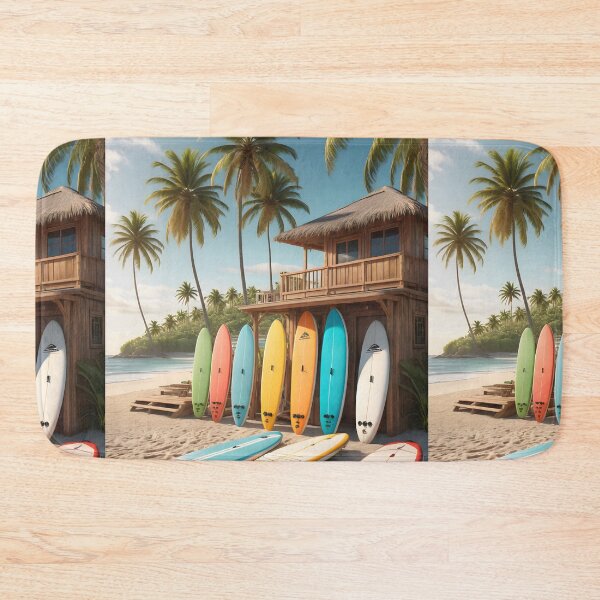 Item preview, Colorful paddle SUP boards on tropical summer beach coast designed and sold by icemanphotos.