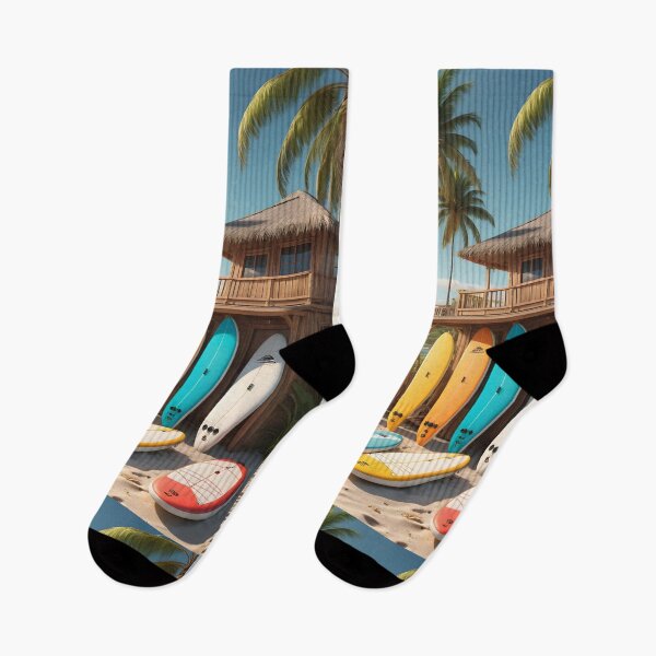 Item preview, Colorful paddle SUP boards on tropical summer beach coast designed and sold by icemanphotos.